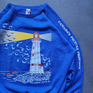 Vintage New Brunswick Lighthouse Blue Sweater  Adult Large